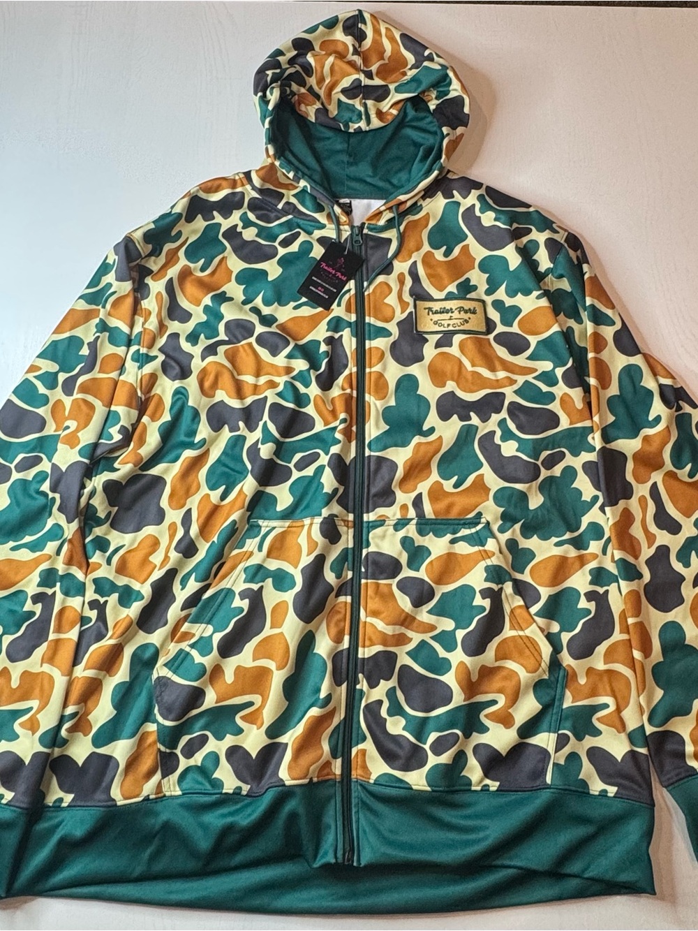 NWT Trailer Park Golf Club Aquaduck Camo Zip-Up Hoodie 4XL